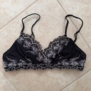 Embroidered Black Lace Bralette